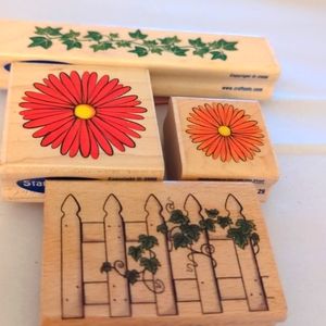 A Set of 4 Flower and Ivy Rubber Stamps